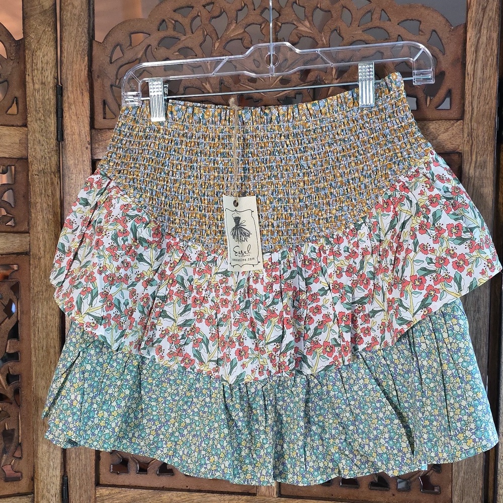 Easel Multicolor Floral Mini Skirt